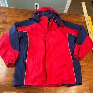 Lands End Kids Squall Waterproof Insulated Winter Jacket size XL 18-20 red blue